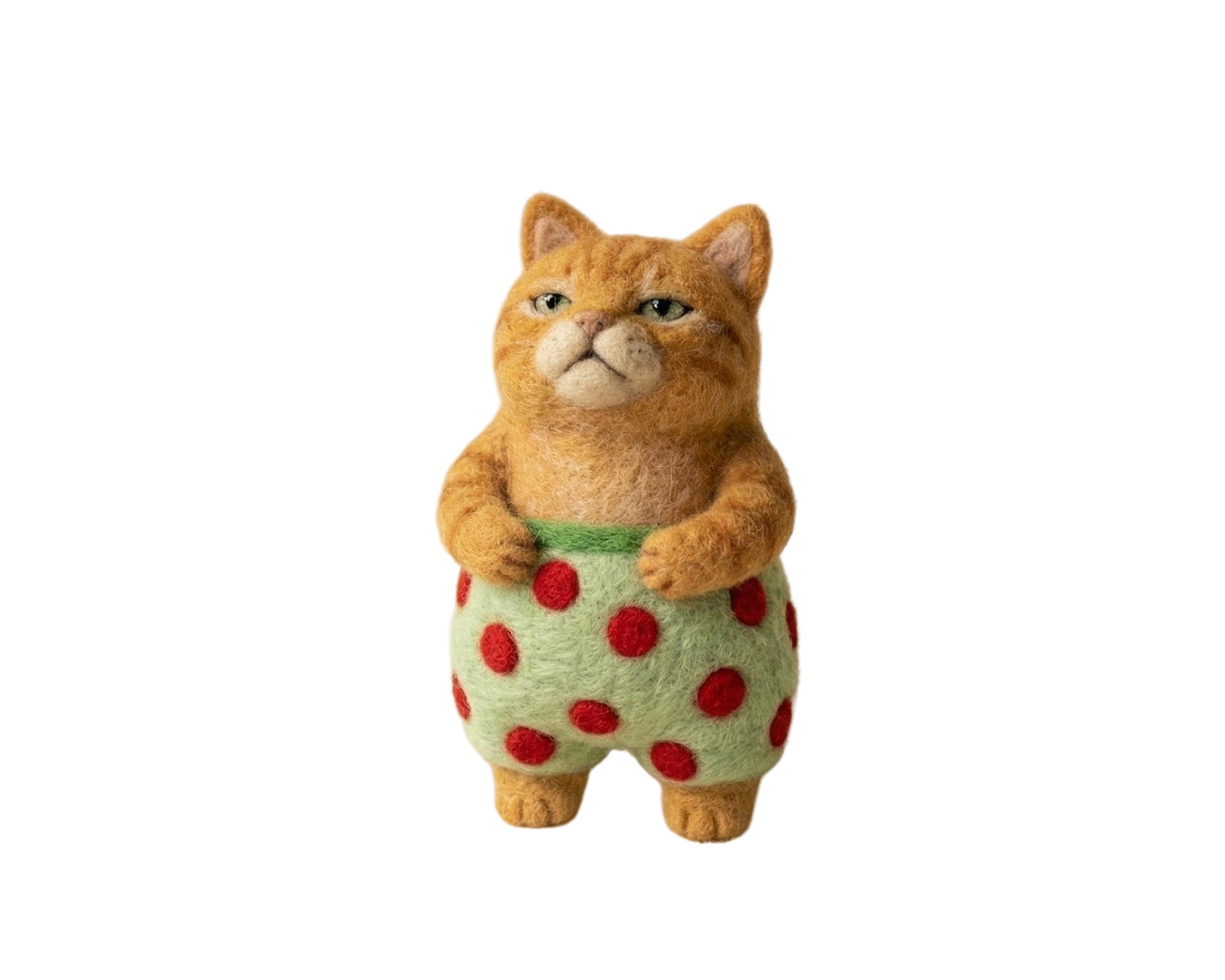 Handmade Needle Felted Orange Cat Plush Figurine