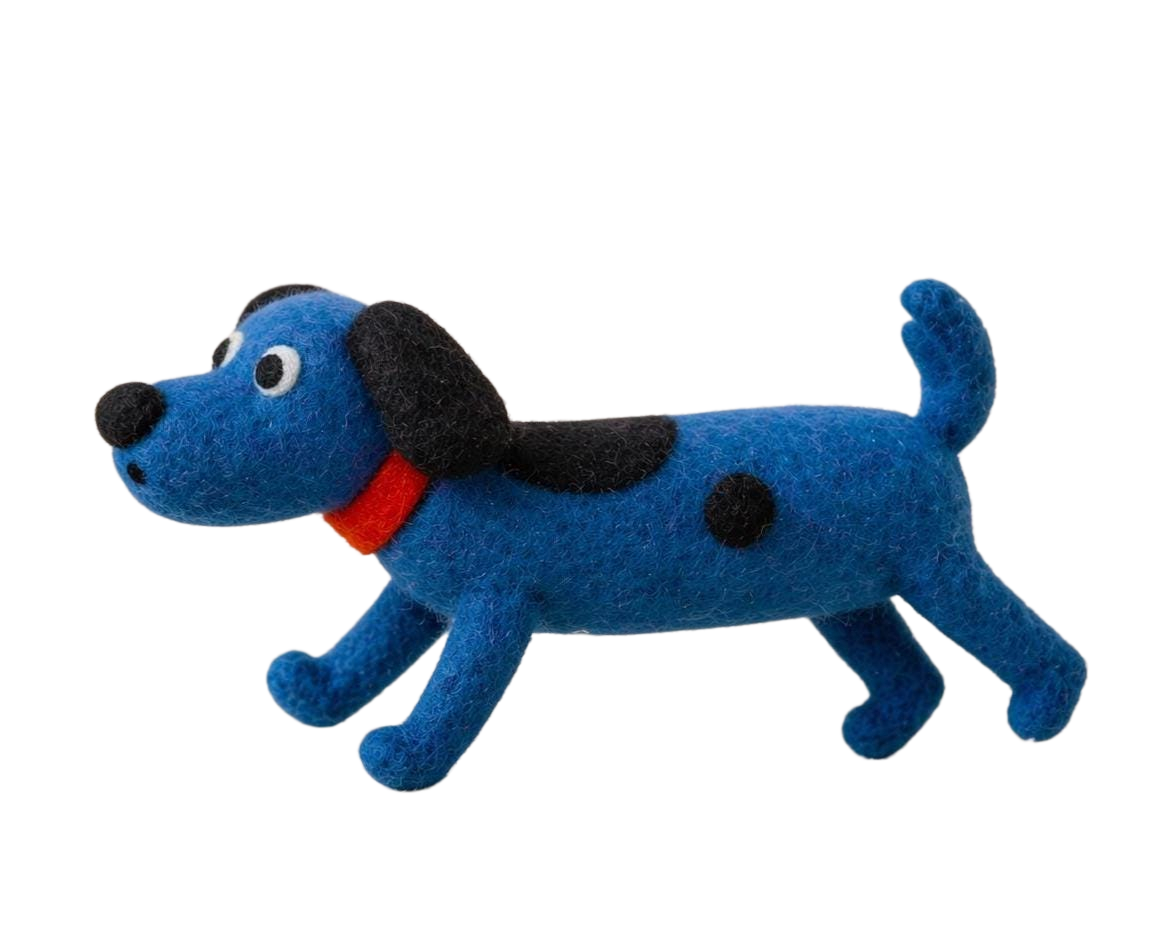 Handmade Needle Felted Blue Dog Plush Figurine