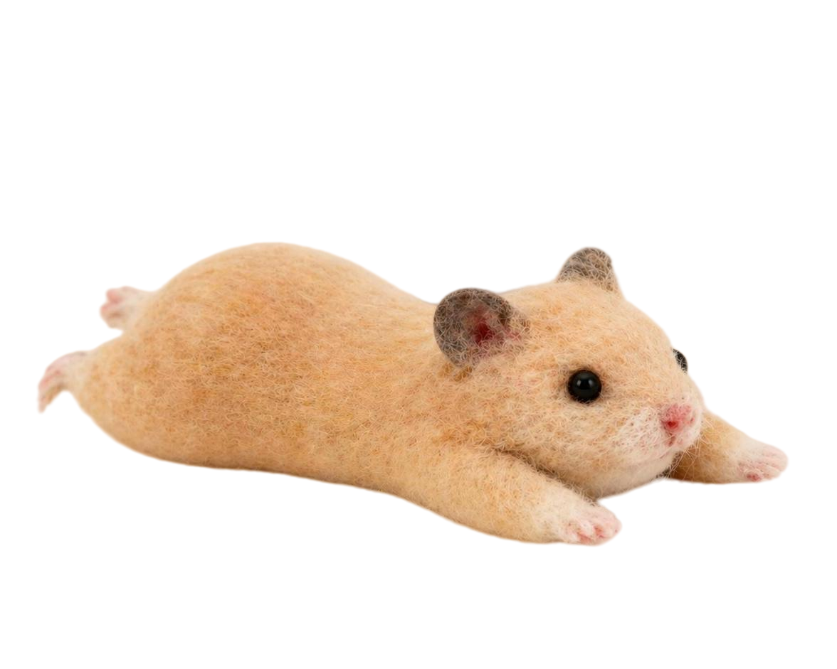 Handmade Needle Felted Cream Hamster Plush Figurine